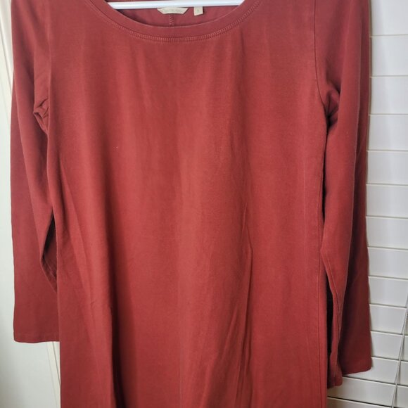 The Territory Ahead Womens Red LS Dress S Cotton Blend Terracotta Academia - Picture 1 of 6